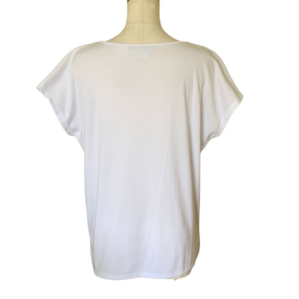 Alfred Dunner Women’s White Lace Short Sleeve Blouse Size M Floral Pattern Polye - Picture 6 of 9